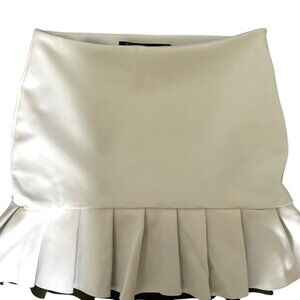 ZARA WOMENS SCUBA WHITE SHORT MINI PLEATED BOTTOM SKIRT XS X SMALL